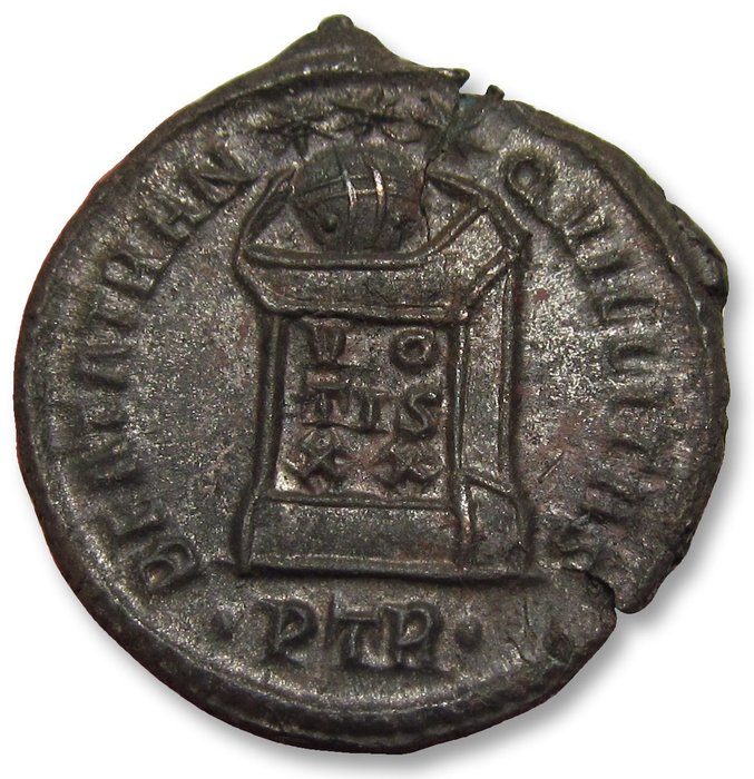 Romarriket Constantine I (AD 306-337) Follis Treveri (Trier) mint 1st officina (•PTR• ) 322-323 AD - superb sharp portrait -