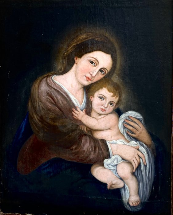 European school (XVIII), tras Murillo - Virgen con niño