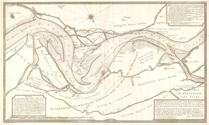 Holland - Kort over Bylandse Waard; Beyerinck, van Straalen en Engelman - Waterstaatkundige kaart uit 1772 - 1761-1780