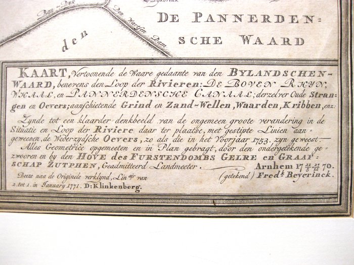 Holland - Kort over Bylandse Waard; Beyerinck, van Straalen en Engelman - Waterstaatkundige kaart uit 1772 - 1761-1780