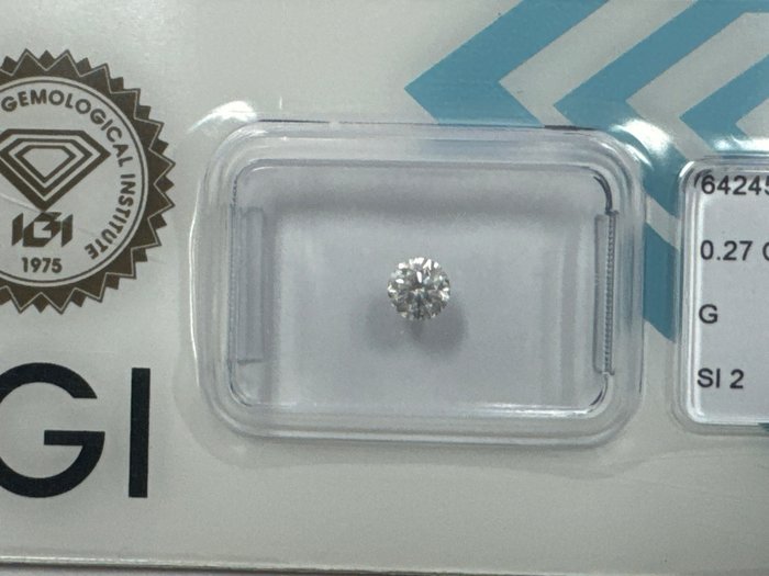 Ingen mindstepris - 1 pcs Diamant  (Natur)  - 0.27 ct - Rund - G - SI2 - International Gemological Institute (IGI)