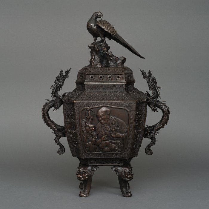 Kôro 香炉 (røgelse brænder/røgelseskar) - Bronze, Patineret bronze - Japan - 1800-tallet (sen Edo-periode/tidlig Meiji-periode)