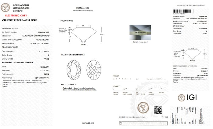 Ingen mindstepris - Ring - 14 karat Gulguld -  2.33ct. tw. Diamant (Laboratoriedyrket) - Diamant - E VVS2 IGI