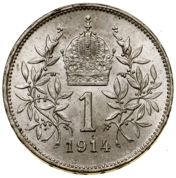 Østrig. Franz Joseph I (1848–1916). 1 Krona 1914  (Ingen mindstepris)