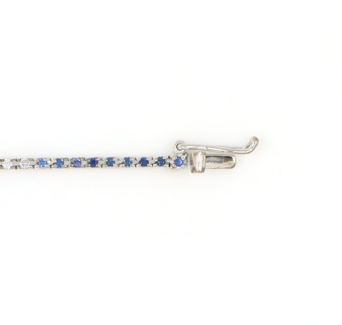 Ingen mindstepris - Armbånd - 18 kraat Hvidguld -  1.30ct. tw. Safir - Diamant