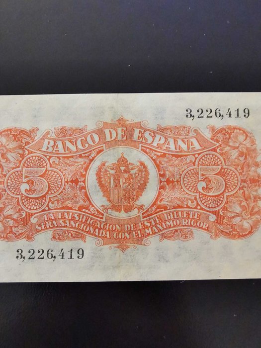 Spanien. - 5 Pesetas 1937 - Pick 106  (Ingen mindstepris)