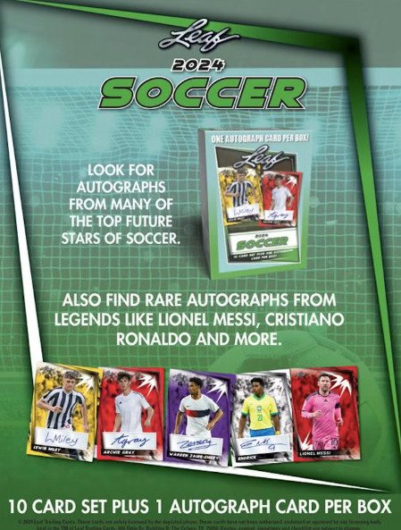 2024 - Leaf - 1 Soccer Autograph x Box + 10 Base Cards - Soccer - 1 Box