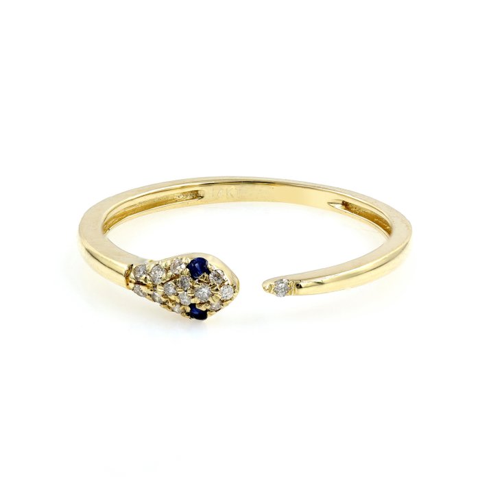 Ingen mindstepris - Ring - 14 karat Gulguld -  0.13ct. tw. Safir - Diamant