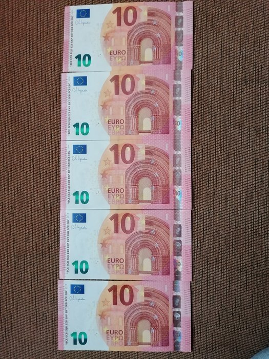 Europæiske Union. - 5 x 10 Euro 2014 - Lagarde  (Ingen mindstepris)