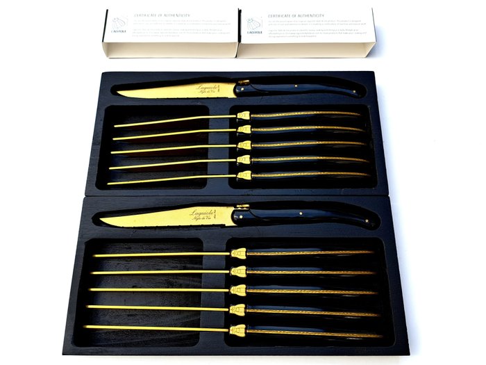 Laguiole - 12x Steak Knives - Gold - style de - Bordknive sæt (12) - Rustfrit stål