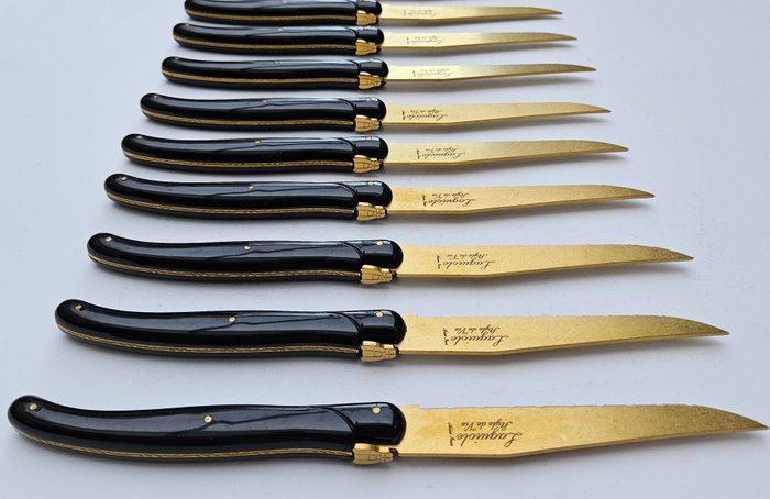 Laguiole - 12x Steak Knives - Gold - style de - Bordknive sæt (12) - Rustfrit stål