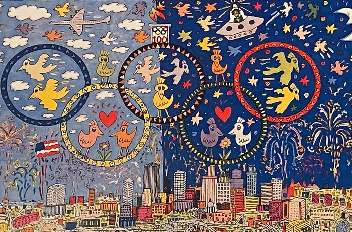 James Rizzi (1950-2011) - A village for the world - Olympic Games 1996, hand signed