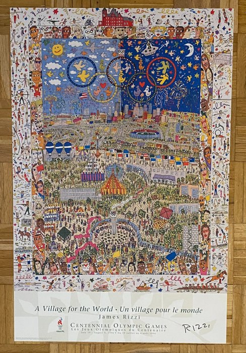 James Rizzi (1950-2011) - A village for the world - Olympic Games 1996, hand signed