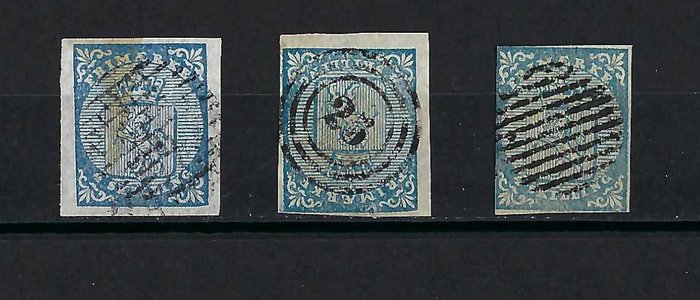 Norge 1855 - Norge 3 x nummer 1 - Michel 1