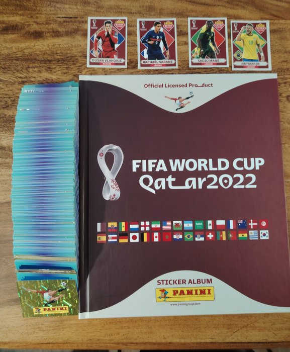 Panini - World Cup Qatar 2022 - 4 Extra stickers + Empty Hardcover album + Complete loose Sticker Set