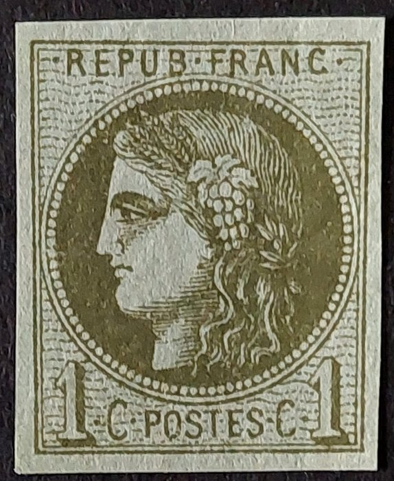 Frankrig 1870 - Bordeaux, 1 spsk. oliven, Rapport 3, VF - Yvert 39C