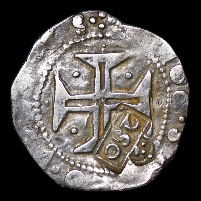 Portugal. D. Afonso VI (1656-1667). Carimbo 250 Reis (2S0) Coroado sobre Meio Cruzado (D. João IV) - Cruz Cercada - Escassa