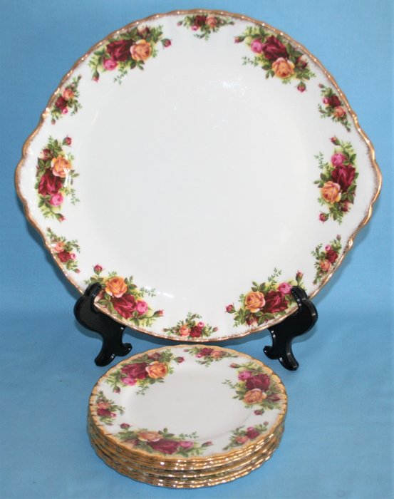 Royal Albert - Wienerbrød/kagesæt (7) - Gammel Country Rose - Knogleporcelæn