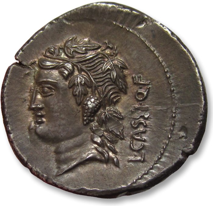 Romerska republiken. L. Cassius Longinus. Rome 78 B.C.. Denarius Rome mint - Struck from fresh dies  beautifully toned - rare in this high quality