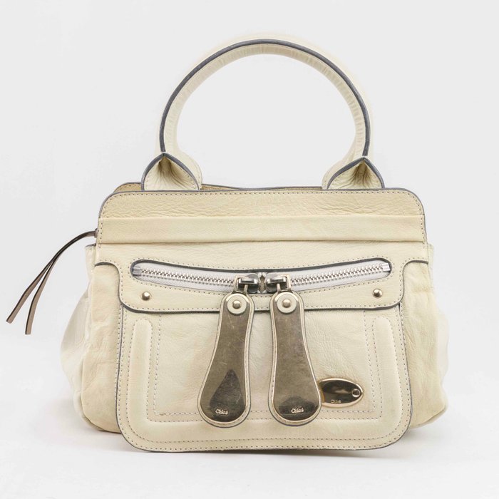 Chloé - Cream Leather Bay Bag - Håndtaske