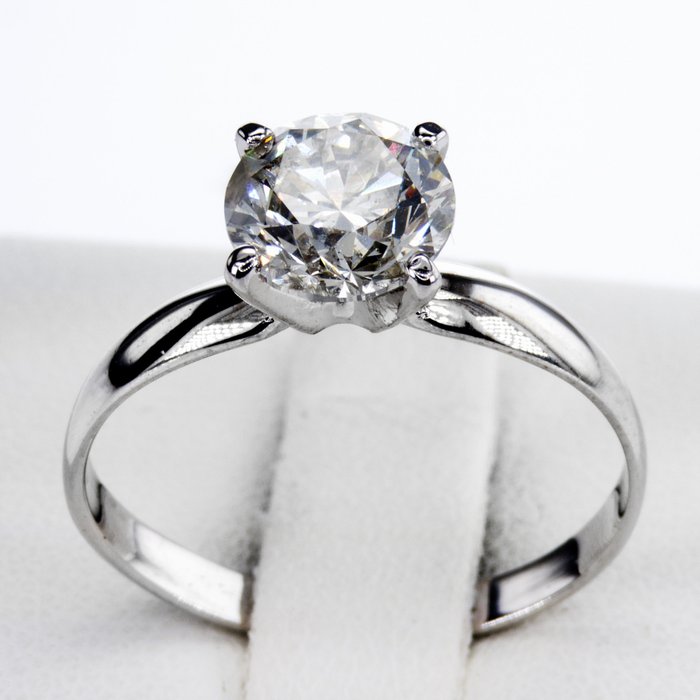 Ingen mindstepris - Forlovelsesring - 14 karat Hvidguld -  155ct tw Diamant (Natur)