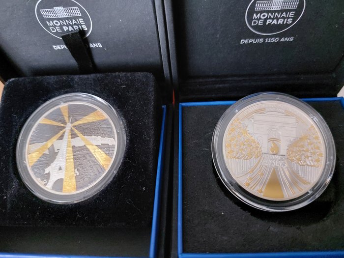 Frankrig. 10 Euro 2019 "Champs Élysées" + "Tour Eiffel" (2 monnaies) Proof