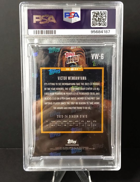 2023 Topps Now NBA Victor Wembanyama #VW6 Rookie Of the Year PSA 9 Graded card