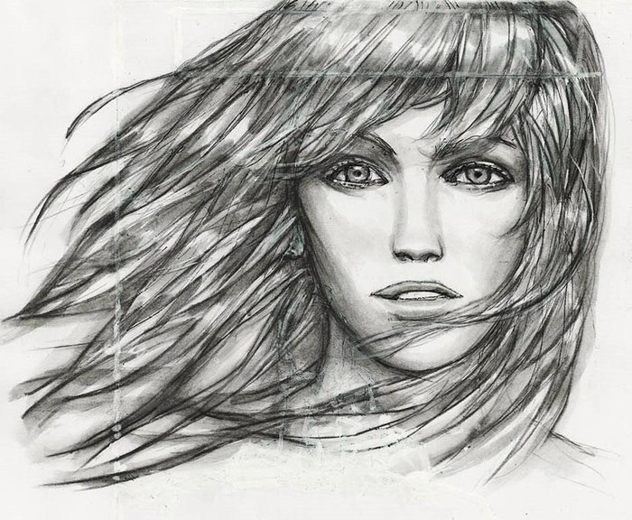 Giménez Juan - 1 Original drawing - Young Woman