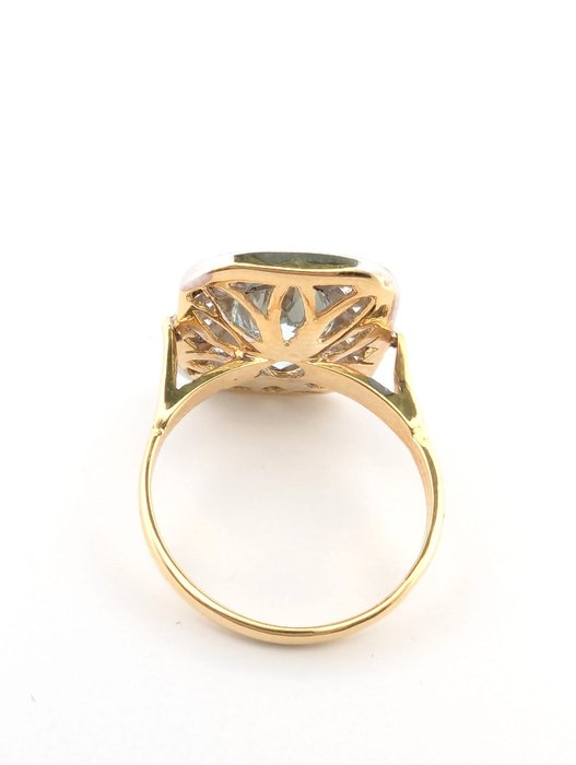 Ingen mindstepris - Ring - 18 kraat Gulguld, Hvidguld -  3.14ct. tw. Akvamarin - Diamant