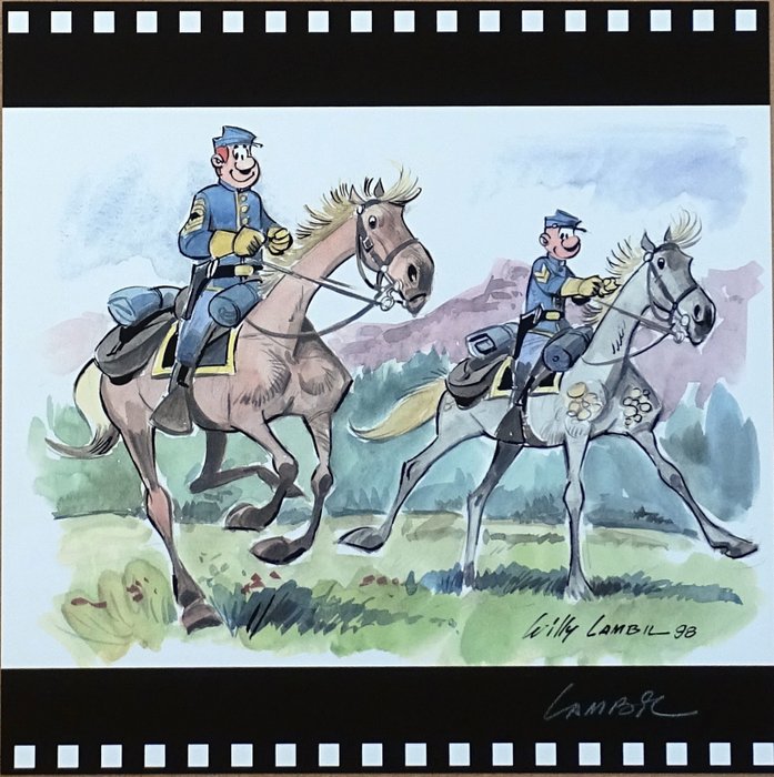 Lambil, Willy - 1 Offset Print - Les Tuniques Bleues - Course - 1998