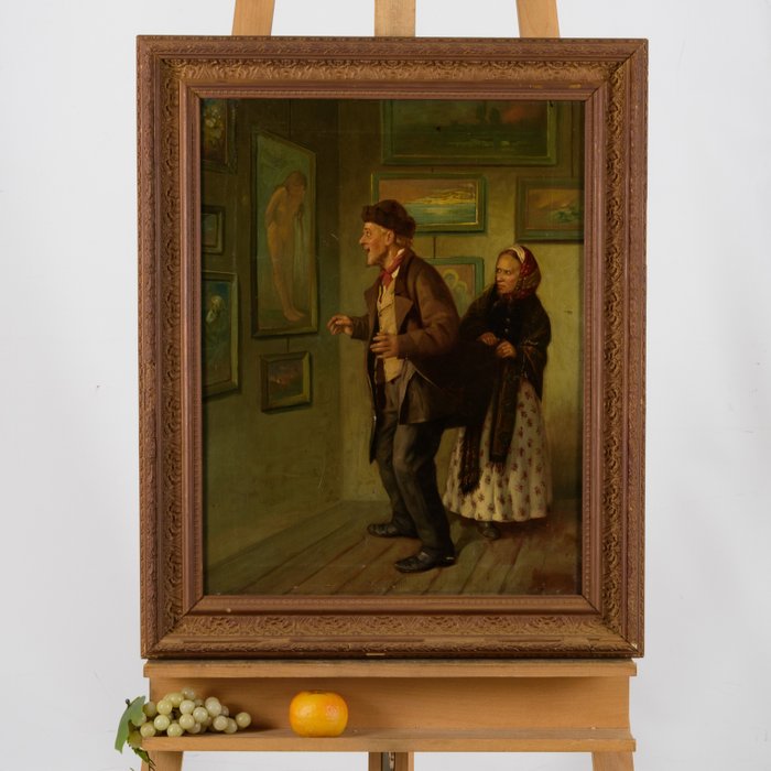 Fehr, Julius (1890-1974), Attributed to - Man en vrouw kijken kunst