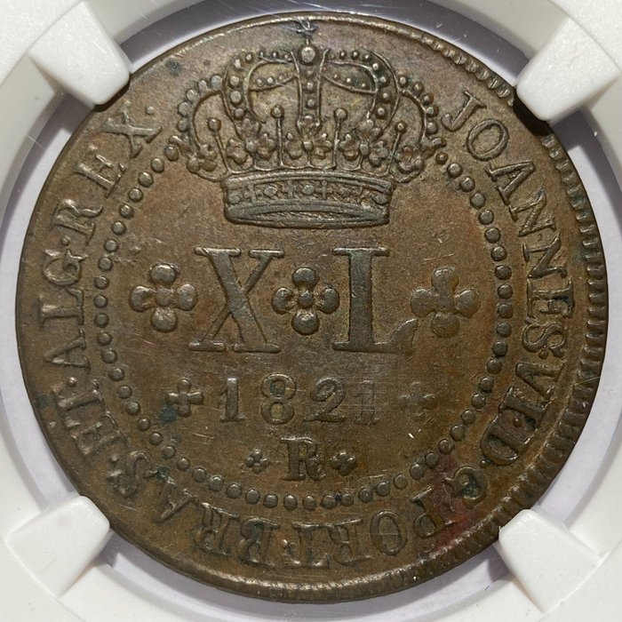 Brasilien (Kolonial) Portugal D João VI (1816-1826) 40 Reis 1821 Rio de Janeiro - AU55 BN