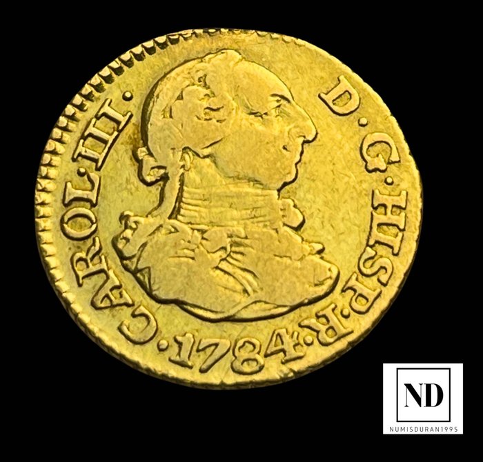 Kongeriget Spanien. Carlos III (1759-1788). 1/2 Escudo 1784 - Madrid  (Ingen mindstepris)