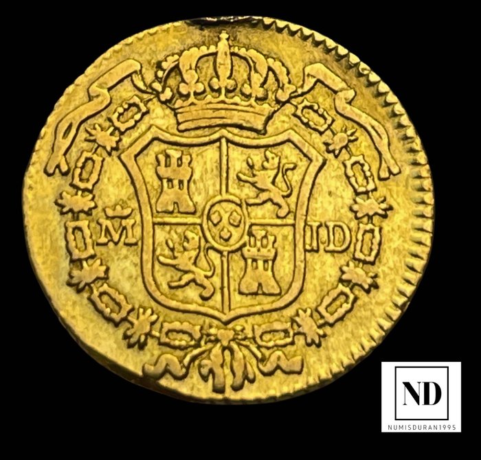 Kongeriget Spanien. Carlos III (1759-1788). 1/2 Escudo 1784 - Madrid  (Ingen mindstepris)