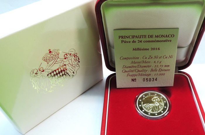 Monaco. 2 Euro 2016 "Charles III" Proof  (Ingen mindstepris)