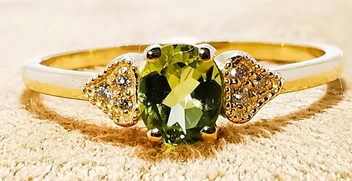 Ingen mindstepris - Ring - 14 karat Gulguld Peridot