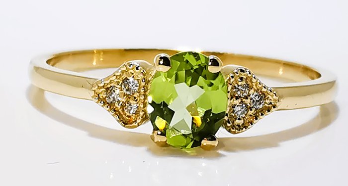 Ingen mindstepris - Ring - 14 karat Gulguld Peridot