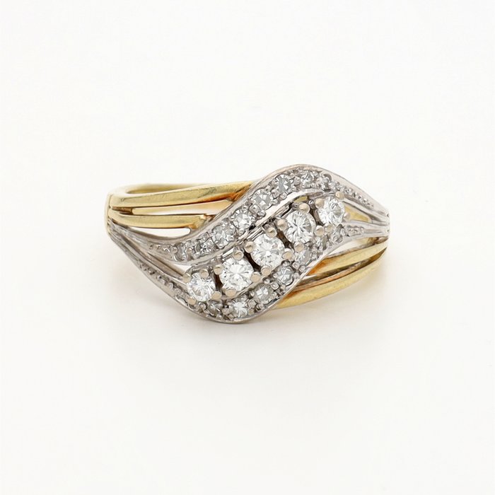 Ring - 14 karat Gulguld, Hvidguld -  0.58ct. tw. Diamant (Natur)