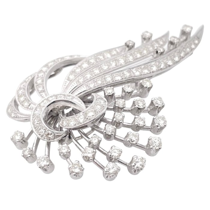 Broche - 14 karat Hvidguld -  400ct tw - Diamant