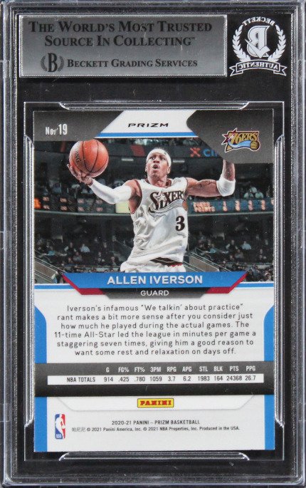 2020 - Panini - Prizm - Allen Iverson - Autograph - #19 Silver - 1 Graded card - Beckett Autentisk Auto