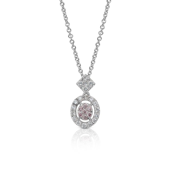 Halskæde med vedhæng - 18 kraat Hvidguld -  055ct tw Lyserød Diamant (Naturfarvet) - Diamant - Sjælden Fancy Intense Pink