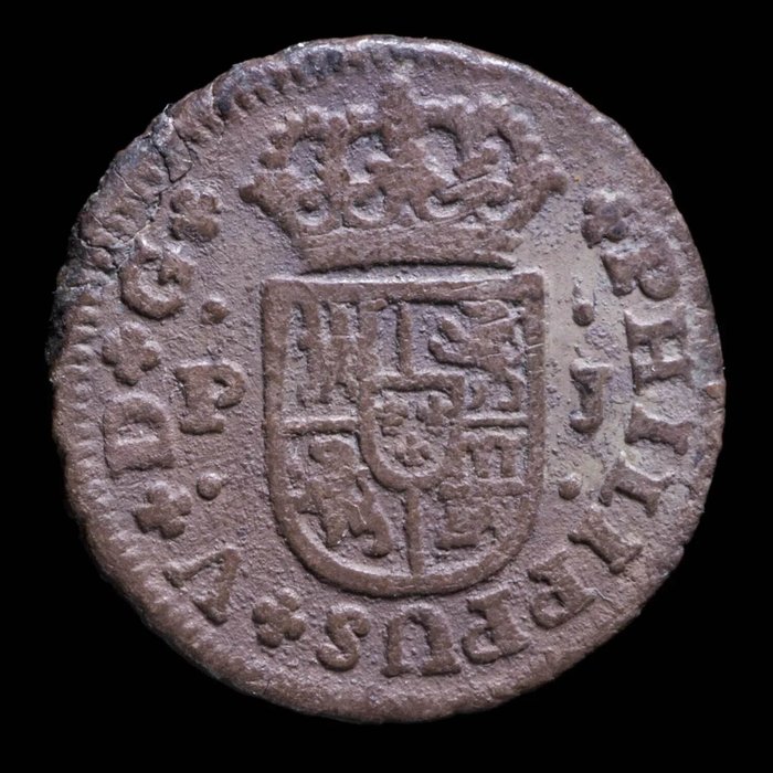 Spanien. Felipe V (1700-1746). Medio Real Madrid 1738 JF  (Ingen mindstepris)