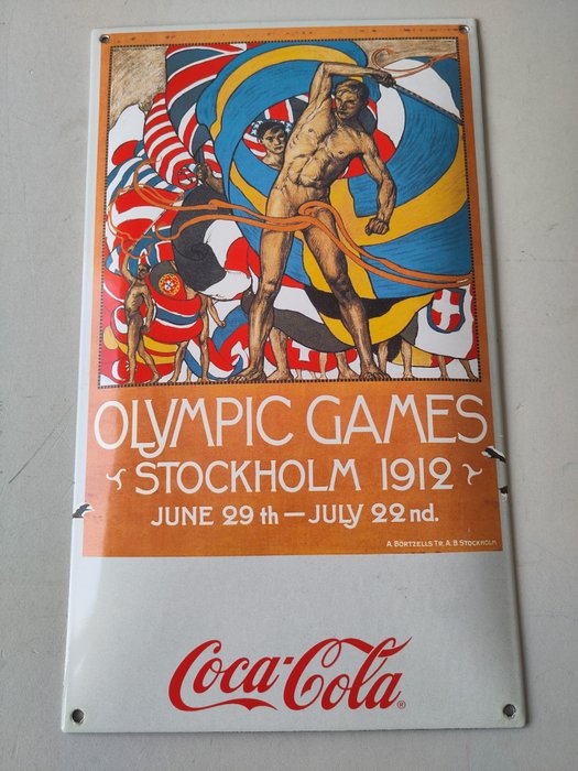 Coca-Cola Olympiade Stockholm 1912 - Emaljeskilt - Emalje