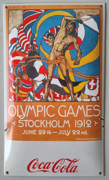 Coca-Cola Olympiade Stockholm 1912 - Emaljeskilt - Emalje