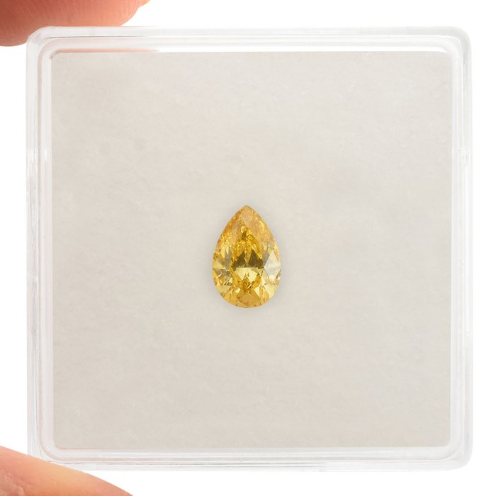 1 pcs Diamant  (Naturfarvet)  - 0.50 ct - Pære - Fancy intense Orange Gul - SI1 - Gemological Institute of America (GIA)