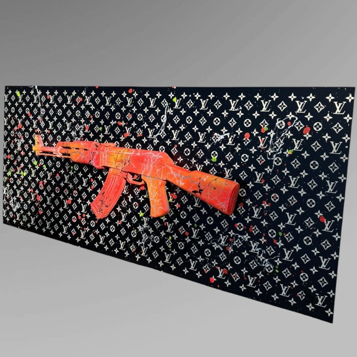 AmsterdamArts - 3D Louis Vuitton neon AK47 color pop wall art