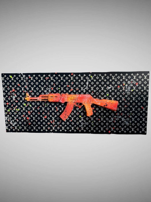 AmsterdamArts - 3D Louis Vuitton neon AK47 color pop wall art