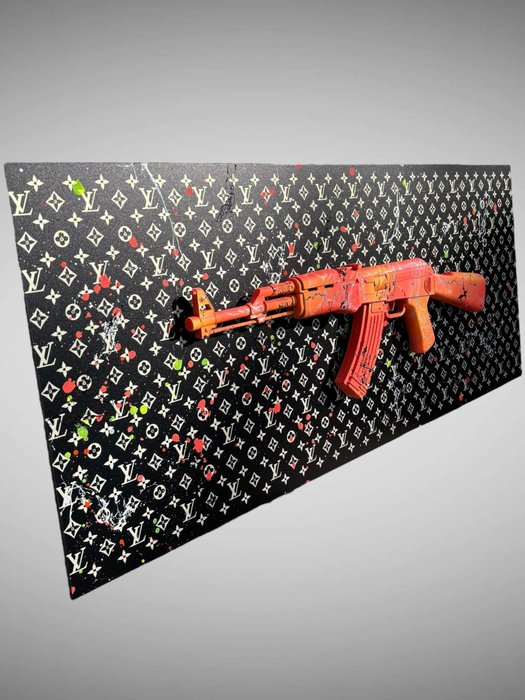 AmsterdamArts - 3D Louis Vuitton neon AK47 color pop wall art