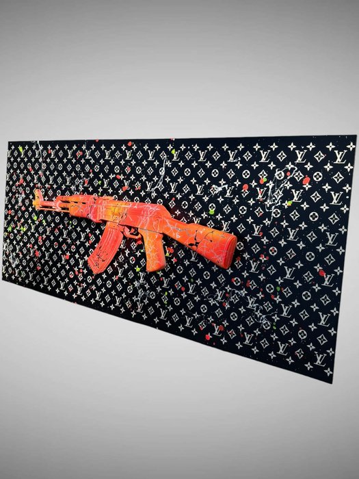 AmsterdamArts - 3D Louis Vuitton neon AK47 color pop wall art