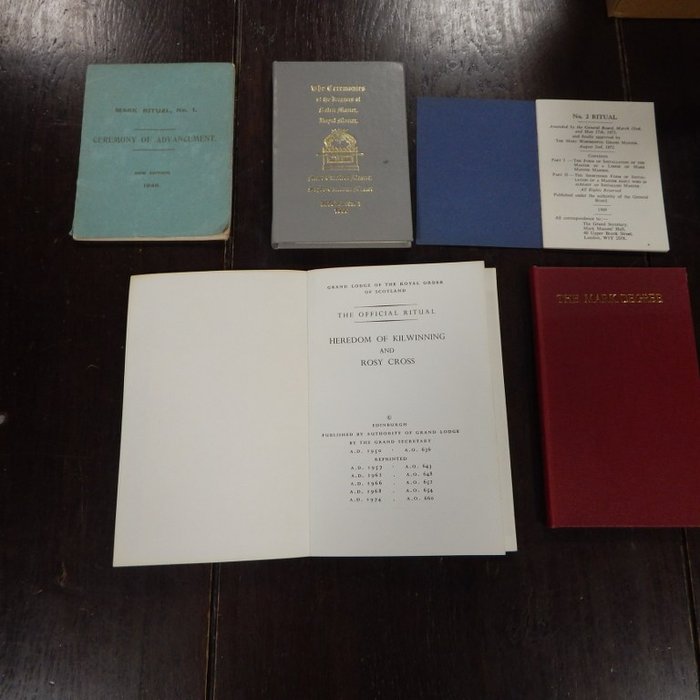 grand lodge - masonic vrijmetselarij 5 ritual books - 1946